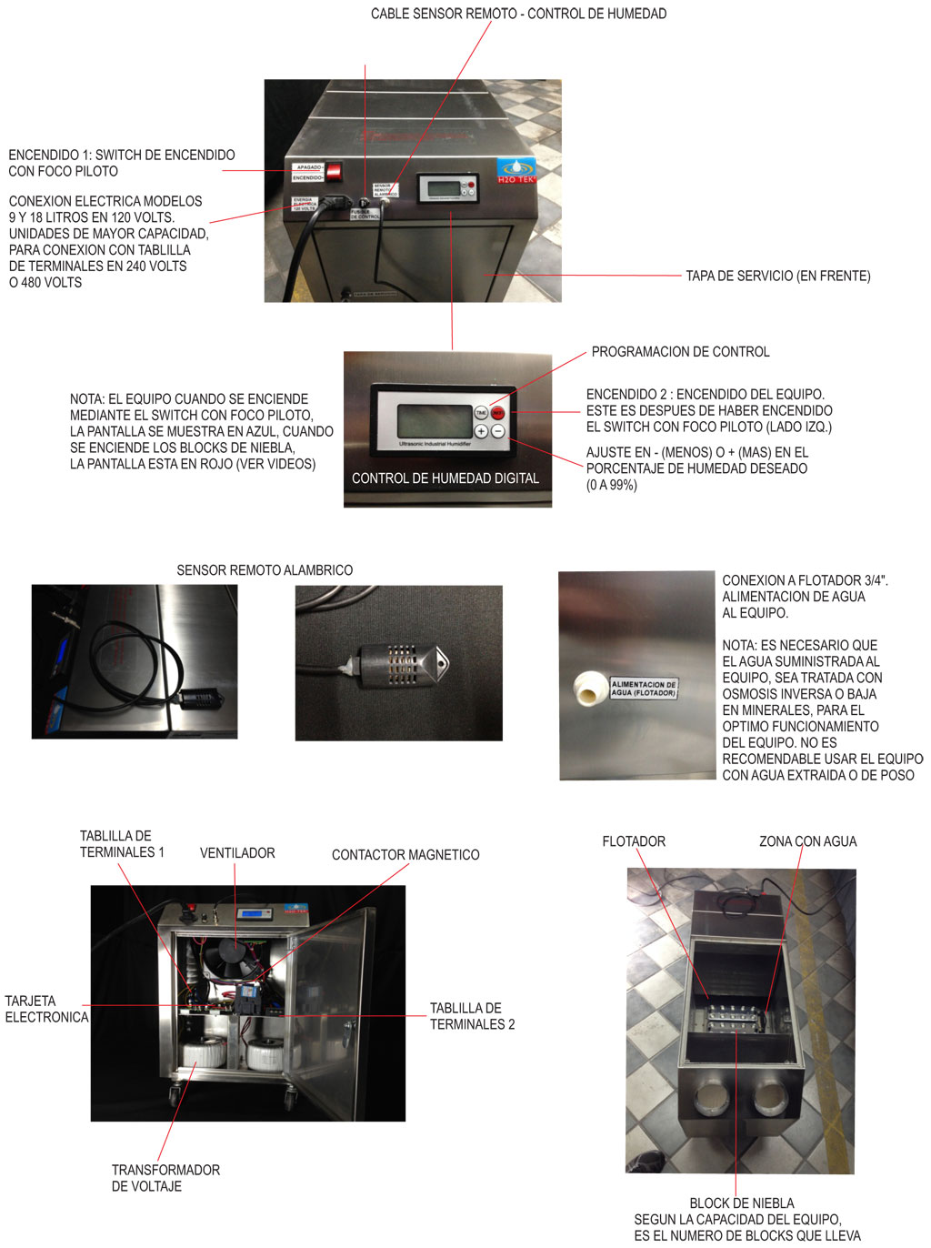 Humidificador ultrasónico portátil comercial-industrial linea Hultra cap. 3  lt/hr 120v marca H2OTEK