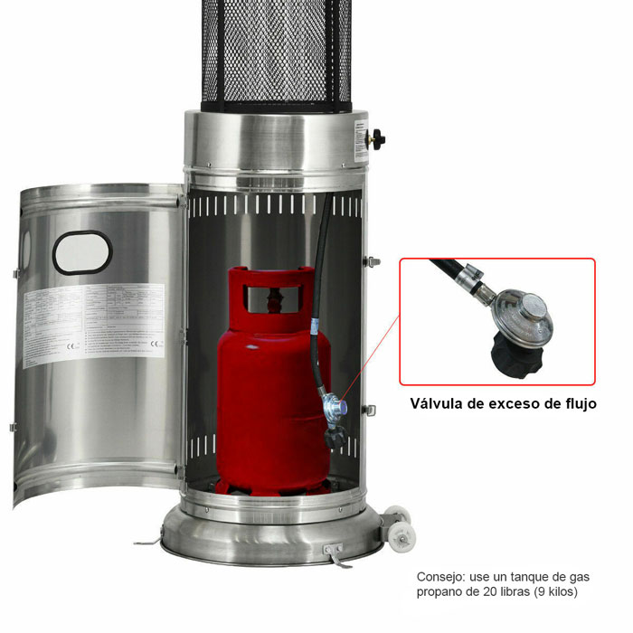 CALENTADOR DE EXTERIOR A GAS LP REDONDO DE TUBO DE CRISTAL 41,000 B...