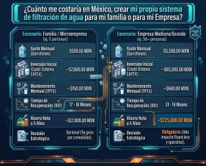 tabla de filtración de agua