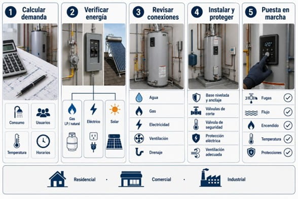 diagrama de instalación de calentador